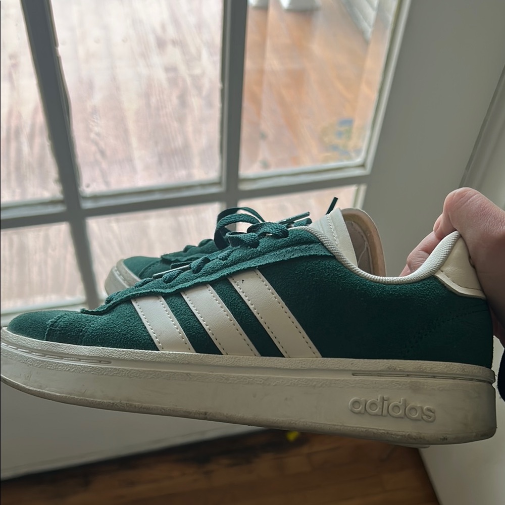 Adidas Green and White Sneakers